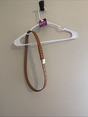 29. American Eagle Outfitters Tan Leather Belt with Gold Buckle